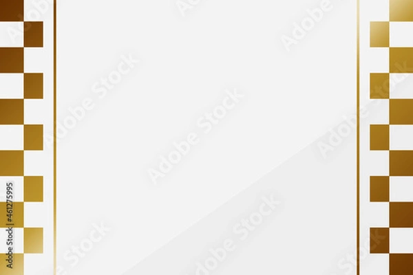 Fototapeta 高級感のある市松模様背景　横位置　ホワイト＆ゴールド