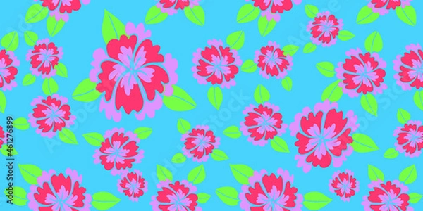 Fototapeta seamless vector flowers pink pattern background