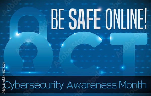 Fototapeta Padlock from Letter O of October to Celebrate Cybersecurity Awareness Month, Vector Illustration
