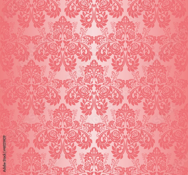 Obraz Seamless pink  wallpaper - pattern with roses.
