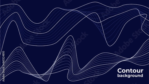 Fototapeta Abstract vector smooth color wave. Blue flow curve motion illustration. Smoke design. Vector lines.