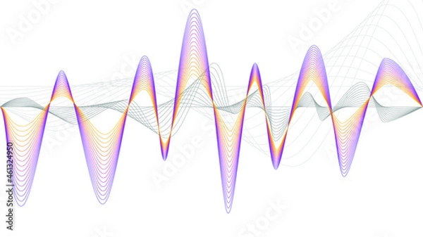 Fototapeta Abstract vector smooth color wave. Blue flow curve motion illustration. Smoke design. Vector lines.