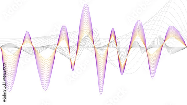 Fototapeta Abstract vector smooth color wave. Blue flow curve motion illustration. Smoke design. Vector lines.