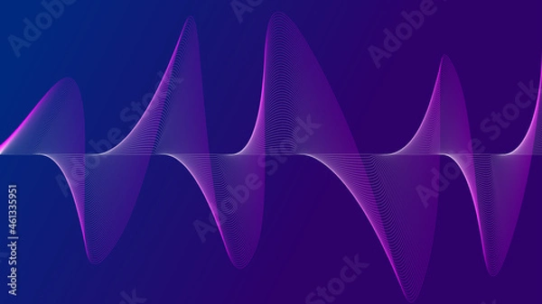Fototapeta Abstract vector smooth color wave. Blue flow curve motion illustration. Smoke design. Vector lines.