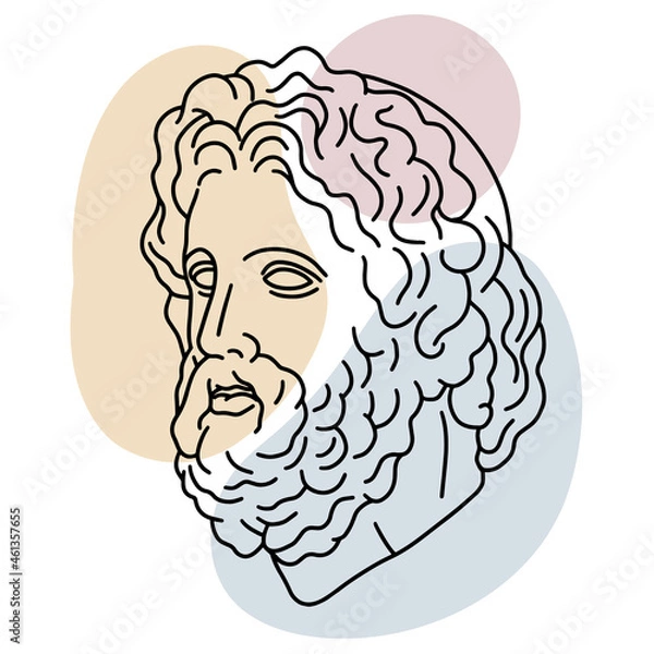 Fototapeta Hand drawn vector of ancient Greek head of Zeus.