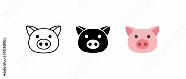 Obraz set of pig head flat icon vector illustration