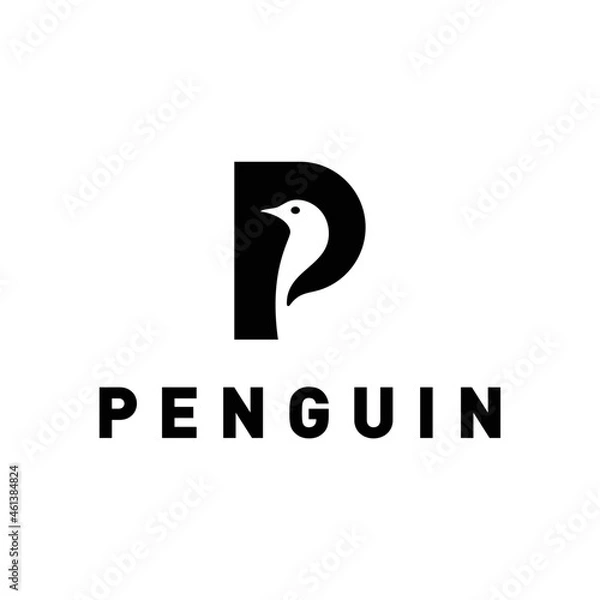 Obraz Letter P for penguin logo template
