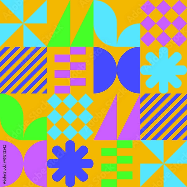 Fototapeta Geometric shapes seamless colorful pattern design vector eps 10
