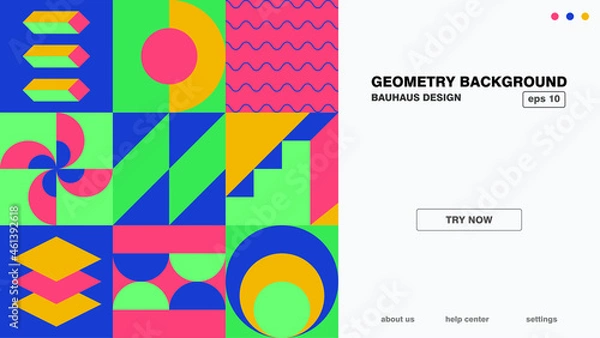 Fototapeta colorful background with flat shapes for website homepage or landing page template vector eps10