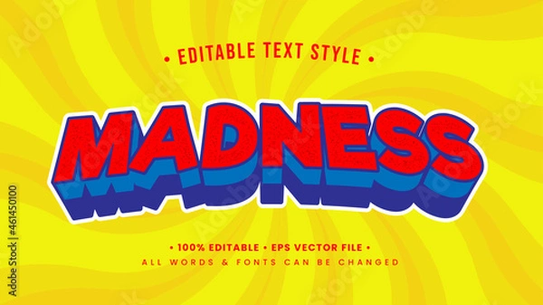 Fototapeta Madness Vintage Retro 3d Text Style Effect. Editable illustrator text style.
