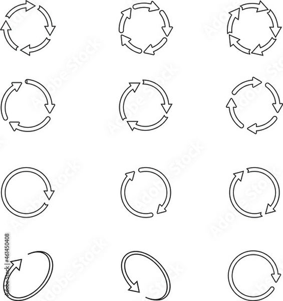 Fototapeta Line arrow pictogram refresh reload rotation loop 