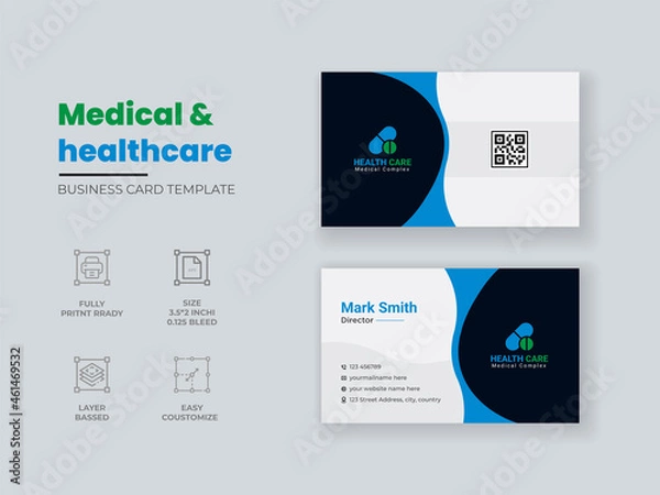 Obraz Medical & Healthcare Business Card Template, Modern business card, professional clean medical business card template.