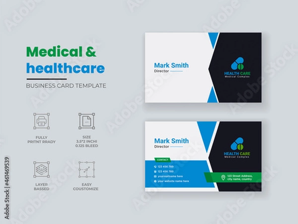 Obraz Medical & Healthcare Business Card Template, Modern business card, professional clean medical business card template.