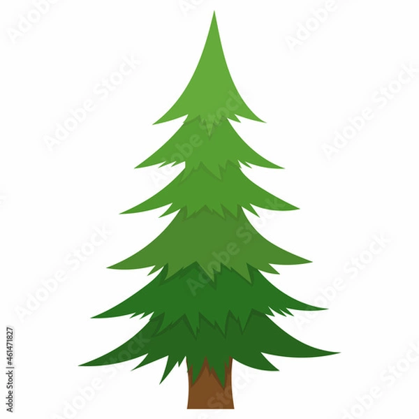 Fototapeta green tree in flat style, on white background, vector