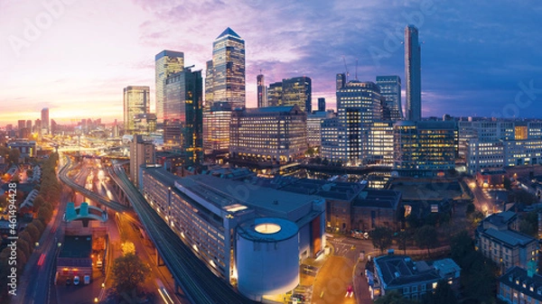 Fototapeta stunning aerial views Canary Wharf London