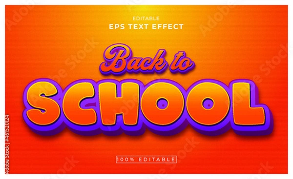 Fototapeta Back To School editable 3d text effect Design
