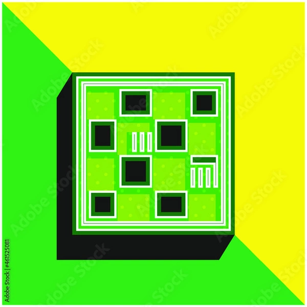 Fototapeta Bookcase Green and yellow modern 3d vector icon logo