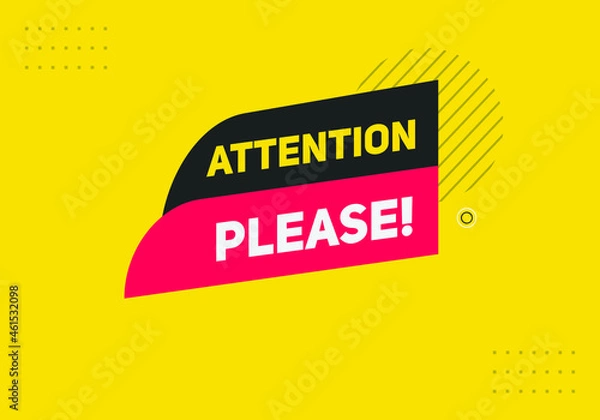 Fototapeta attention please button colorful shape. label sign icon. web banner for business