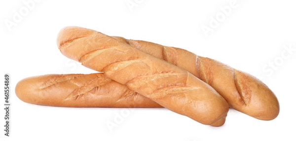 Fototapeta Tasty baguettes on white background. Fresh bread