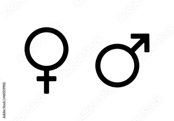 Fototapeta Male and female gender vector symbol. Graphic linear icons isolated on a white background.