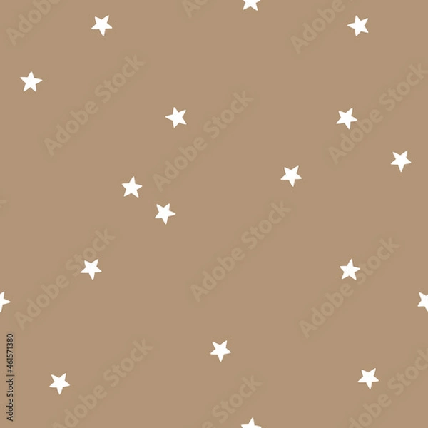 Fototapeta White stars on a beige background. Vector seamless pattern