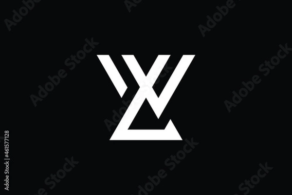 Obraz WL logo letter design on luxury background. LW logo monogram initials letter concept. WL icon logo design. LW elegant and Professional letter icon design on black background. W L LW WL
