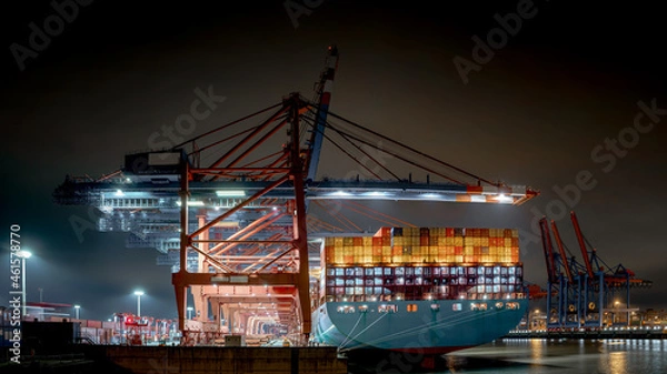 Obraz Port of Hamburg at night
