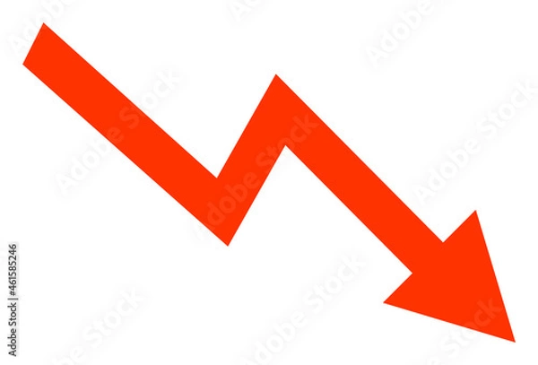 Fototapeta Falling trend arrow icon with flat style. Isolated vector falling trend arrow icon illustrations, simple style.