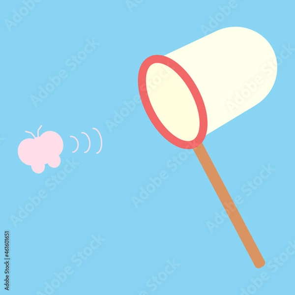 Obraz シンプルでかわいい虫取り網のイラスト