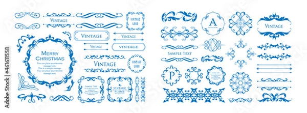 Fototapeta クリスマスをイメージしたフレームデザインのセット。アンティーク。ビンテージ。エレガント