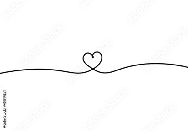 Fototapeta Abstract hearts as continuous line drawing on white as background. Vector