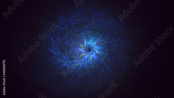 Fototapeta 3D rendering abstract blue fractal light background