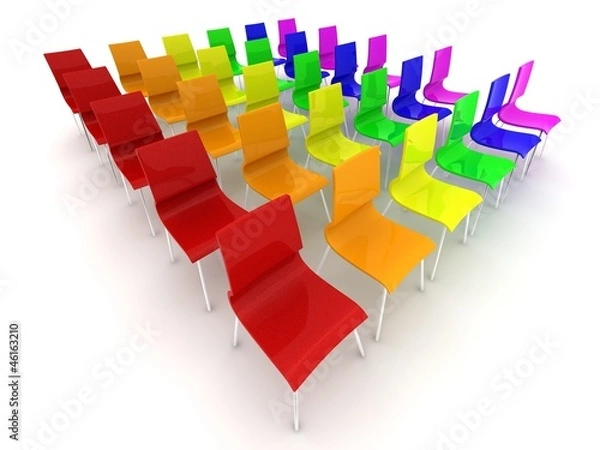 Obraz Stuhlreihen farbig 3d