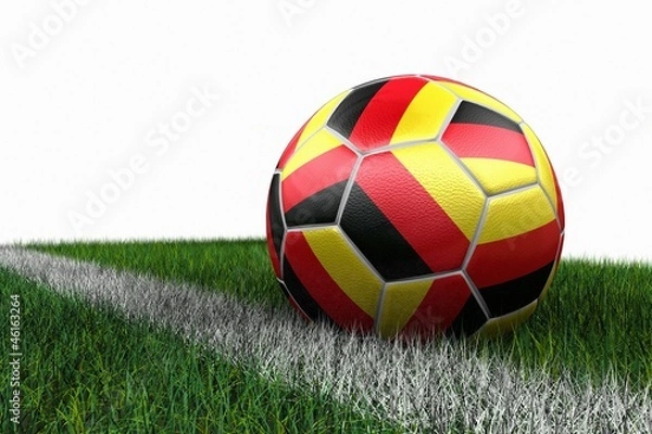 Obraz 3d Fussball auf Rasen