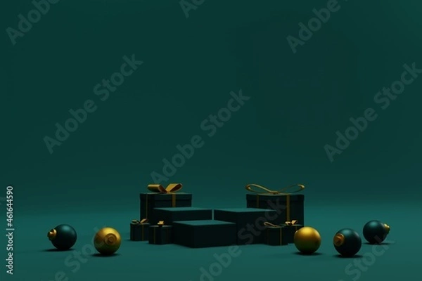 Obraz 3d render christmas background with podium scene for product presentation
