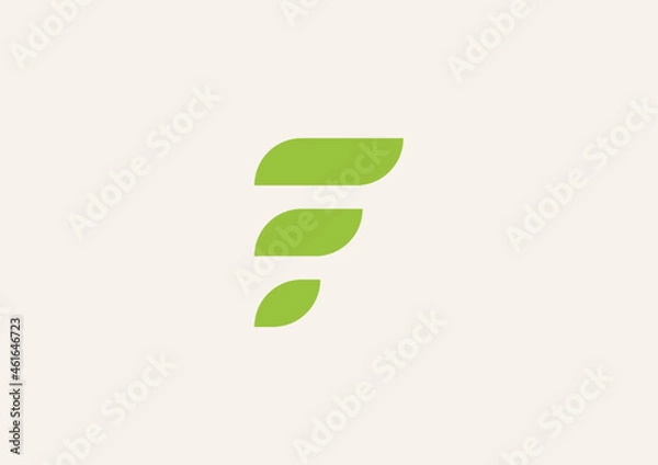 Obraz letter F form with leaf icon logo vector design template concept . Icon Symbol