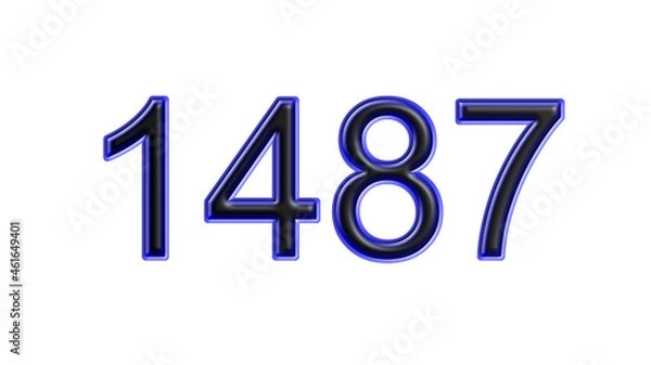 Obraz blue 1487 number 3d effect white background