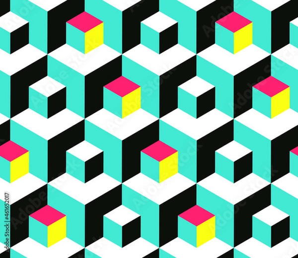 Fototapeta stairs cubes seamless in retro pop shades