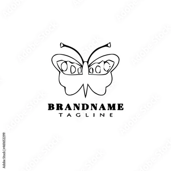 Fototapeta butterfly logo cartoon icon design black isolated vector illustration