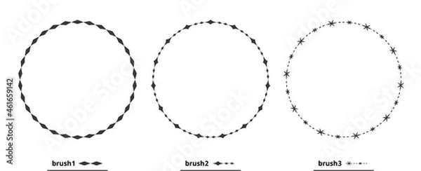 Fototapeta 円形、丸型のフレーム、ラベル、背景素材のイラストセット　黒色バージョン