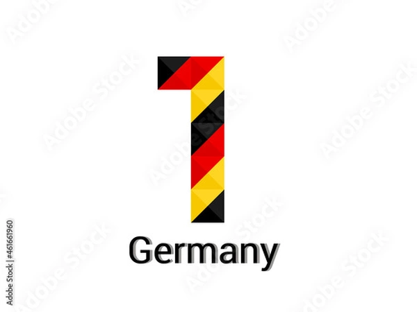 Fototapeta Creative Number 1 with 3d germany colors concept. Good for print, t-shirt design, logo, etc. Vector illustration.