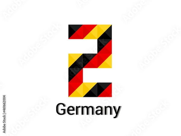 Fototapeta Creative Number 2 with 3d germany colors concept. Good for print, t-shirt design, logo, etc. Vector illustration.