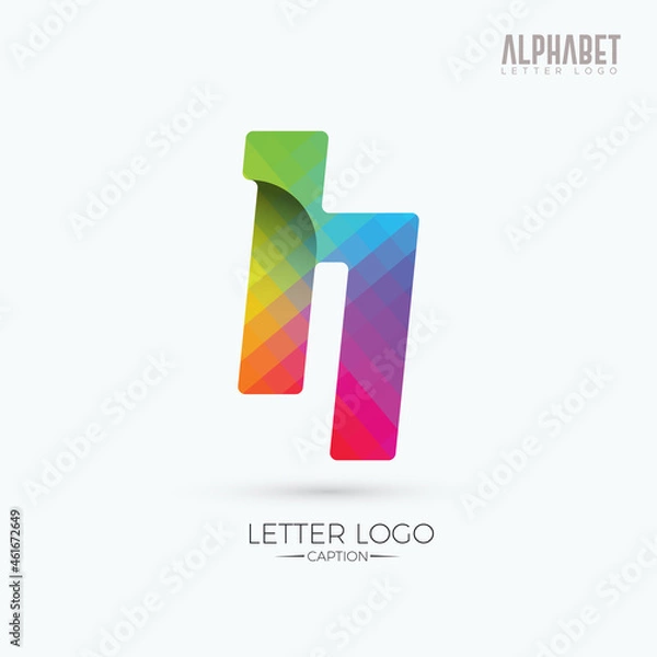 Fototapeta Pixelated Modern Colorful Origami Style Professional H logo