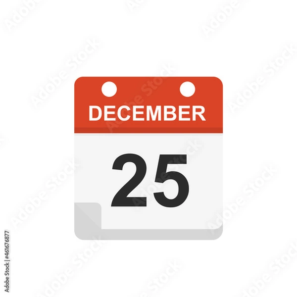 Fototapeta calendar icon, christmas day, vector illustration