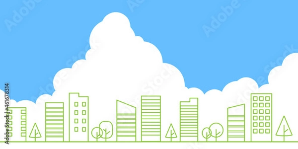 Fototapeta シンプルなビル群と入道雲