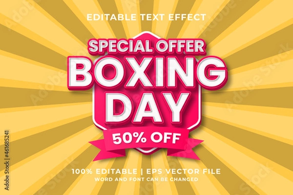 Fototapeta Editable text effect - Boxing Day template style premium vector