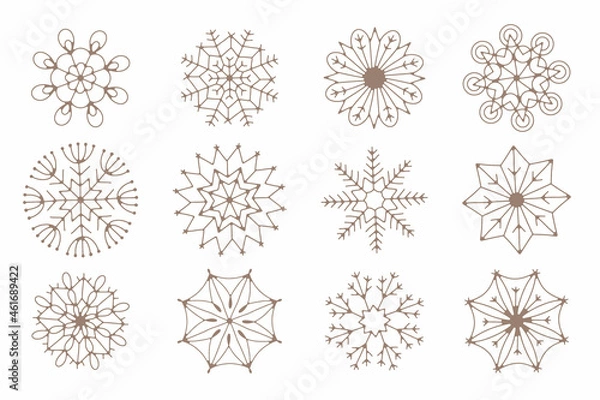 Fototapeta beautiful snowflakes collection, festive christmas vector design of unique winter symbols