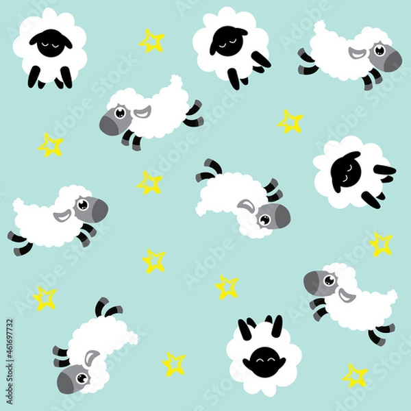 Fototapeta pattern sheep and star sleep for background