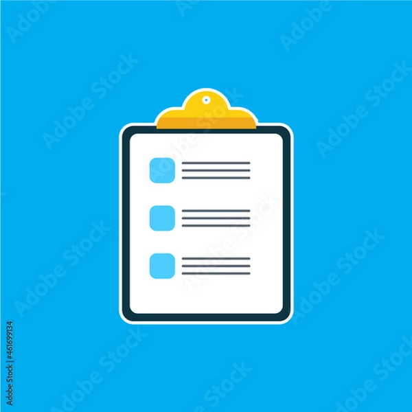 Obraz office stationery vector icon reminder and task checklist, checklist book flat icon