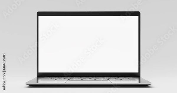 Fototapeta Laptop PC with blank screen isolated on white background - mockup template, whole laptop in focus